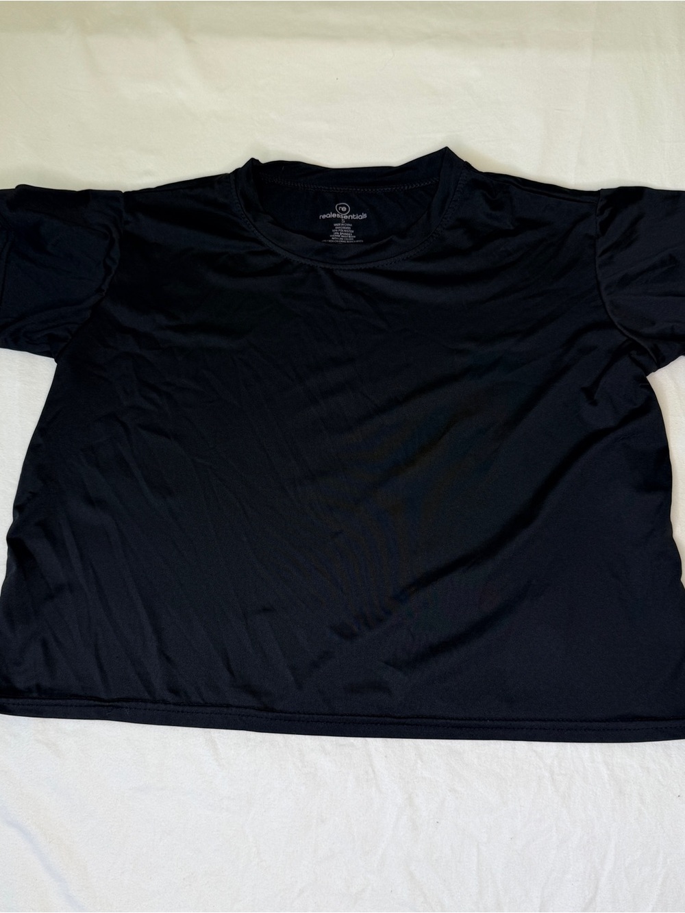 Essentials Black Short Sleeve Crew Neck Cropped Tee